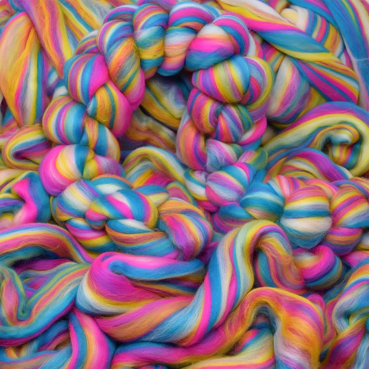 Colorful Designer Merino Wool Combed Top Roving for Spinning and Felting. Limited Edition. Malibu